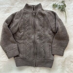 Jacadi Paris | EUC - Cable Knit Wool Zip Sweater - Size 8 - Fleece Lined